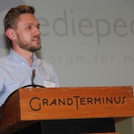 NYE MK: Kyrre Brekke Haksaas er ny leiar i Mediepedagogene. Han snakka under bolken nye MK.